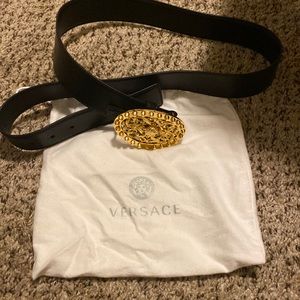 Versace Brush Gold Medusa Head Belt